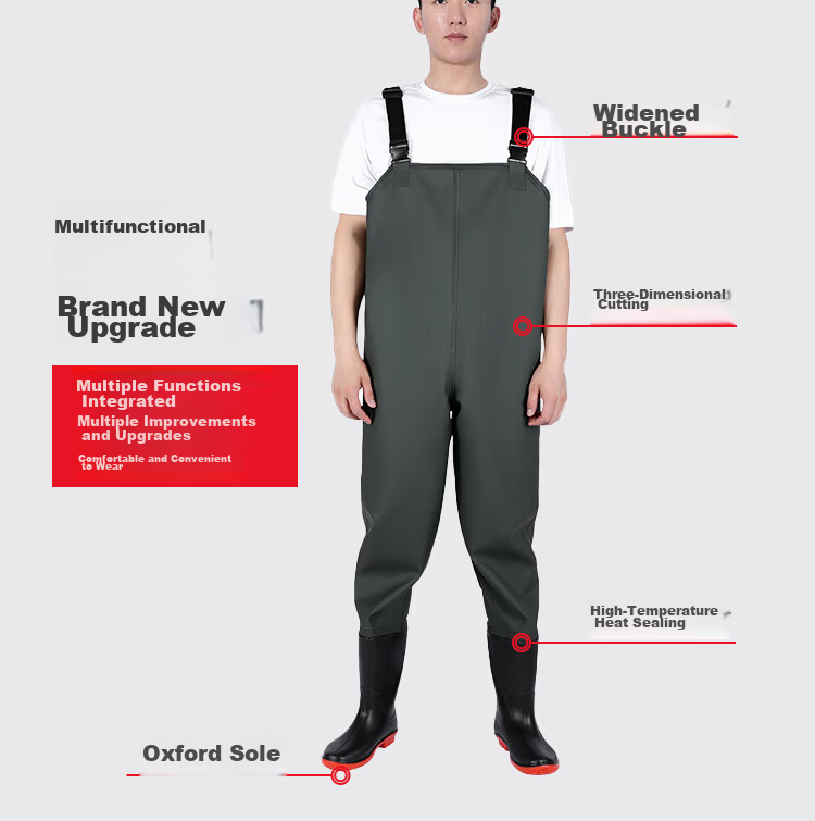 Gongtai Waterproof Fishing Pants Half-Length Rain Pants Unisex Waterproof Overalls Green Half-Length Size 39 6