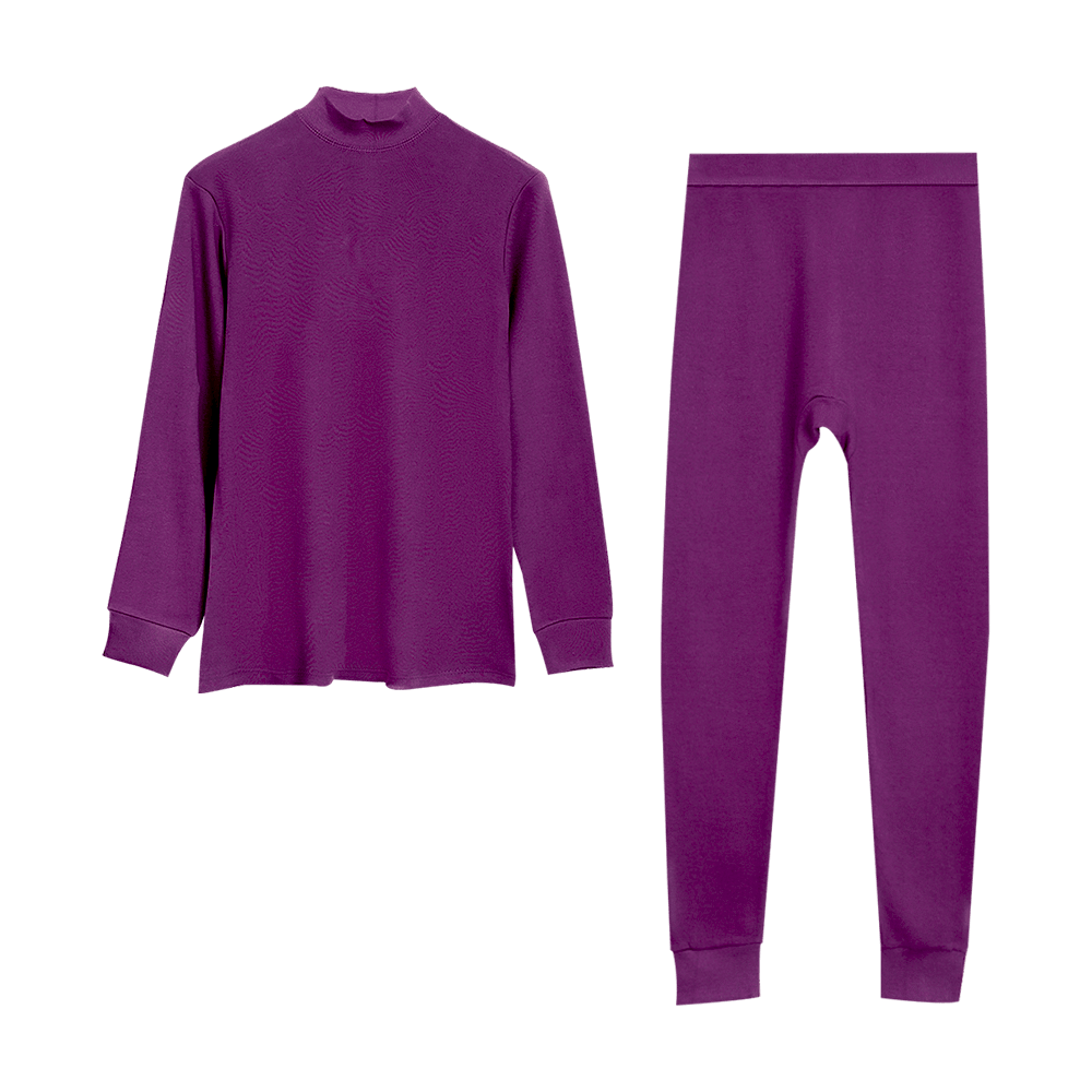 Hodo 7A Antibacterial and Anti-Mite Women's Thermal Underwear Set, Half Turtleneck Cotton Base Layer for Autumn