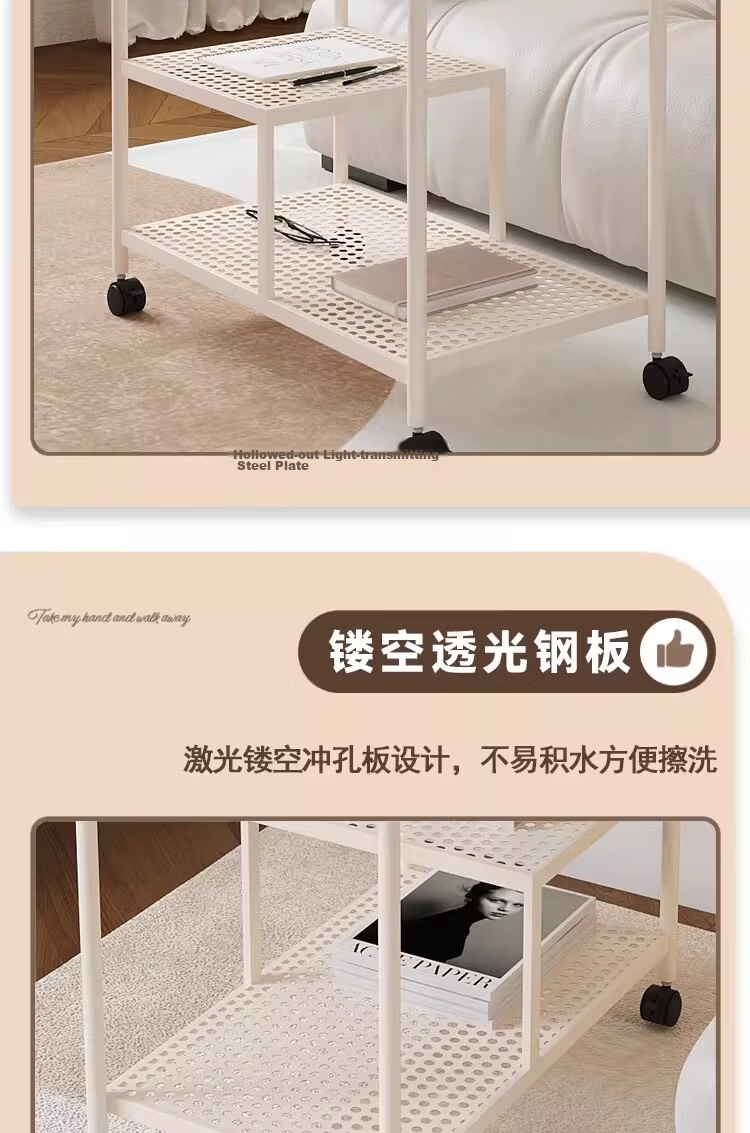 FENJIEXIAN Side Table Tempered Glass Coffee Sofa Side Table Living Room Side Desk Simple Tea Table Bedside Cabinet Mobile Nightstand 10