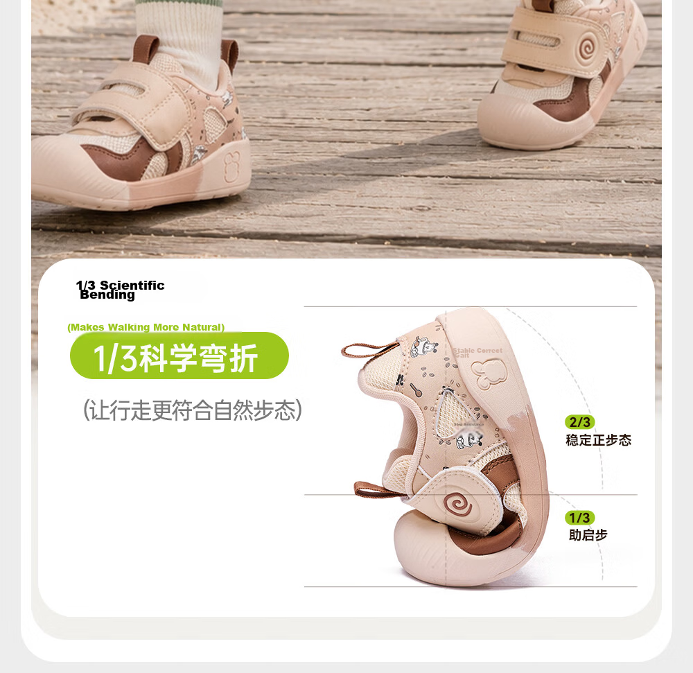 BOBDOG Toddler Baby First Walking Shoes Autumn Boys Girls Breathable Soft Sole Non-slip Infant Functional Shoes White Green Size 25 16