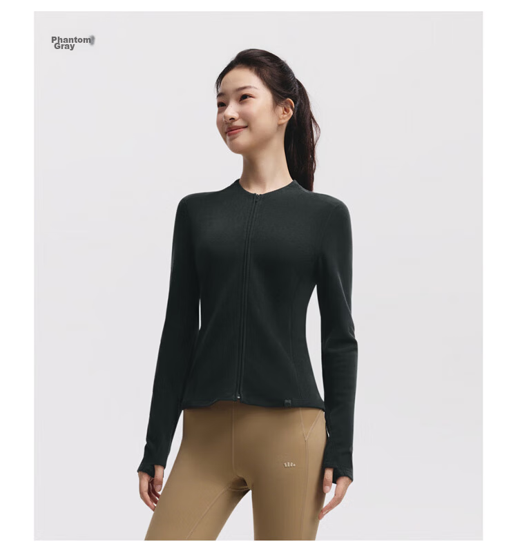 Beneunder Fleece Double Zipper Jacket Women Slim Fit Stretch Long Sleeve Skin-friendly Base Layer PM007 38