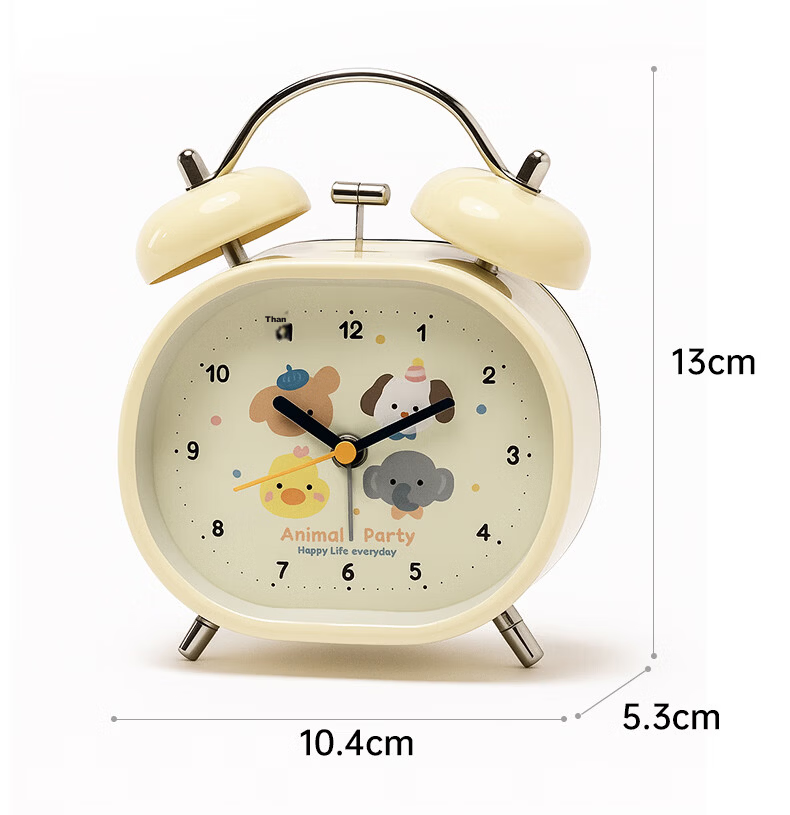 Mashi [With Free Battery] Alarm Clock for Children, Cartoon Design with Night Light, Loud Volume, Creative Elementary School Student Bedside Clock, Mechanical Bell Ringing, Lazy Person's Mini Alarm Clock, Spherical Pink Gift 17
