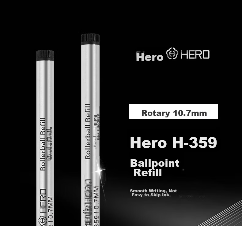 HERO Ballpoint Pen Refills 359 Spiral Daily Writing Practice Signature Pen Refills 0.7mm Black 24-Pack 1