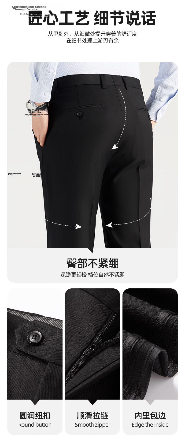 ROMON Wrinkle-Free Dress Pants for Men, Straight-Leg Stretchy, Spring And Autumn 2026, Middle-Aged And Young Business Workwear Style Professional Trousers, Gray, Size 38 4