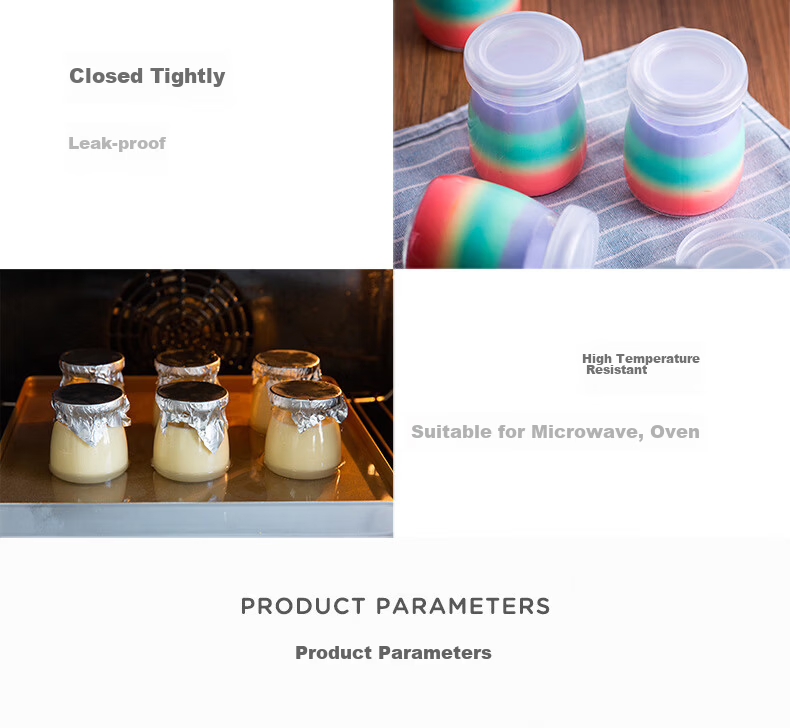 Fobaker Pudding Bottles Pudding Cups Milk Jelly Mousse Glass Jars with Lids Yogurt Jam Bottles 6-Pack 5