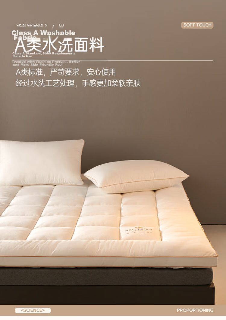 Dohia Home Textiles Mattress Pad, Class A Soybean Fiber Mattress Topper, Tatami Soft Mattress Pad, for 1.5m Bed, 1.5x2 Meters 5