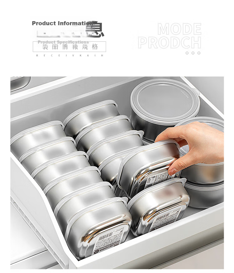 KATEI STORY Japanese Imported Stainless Steel Food Storage Container, Meat Tray, Refrigerator Freezer Organizer, Food-Grade Weekly Meal Prep Essential 16