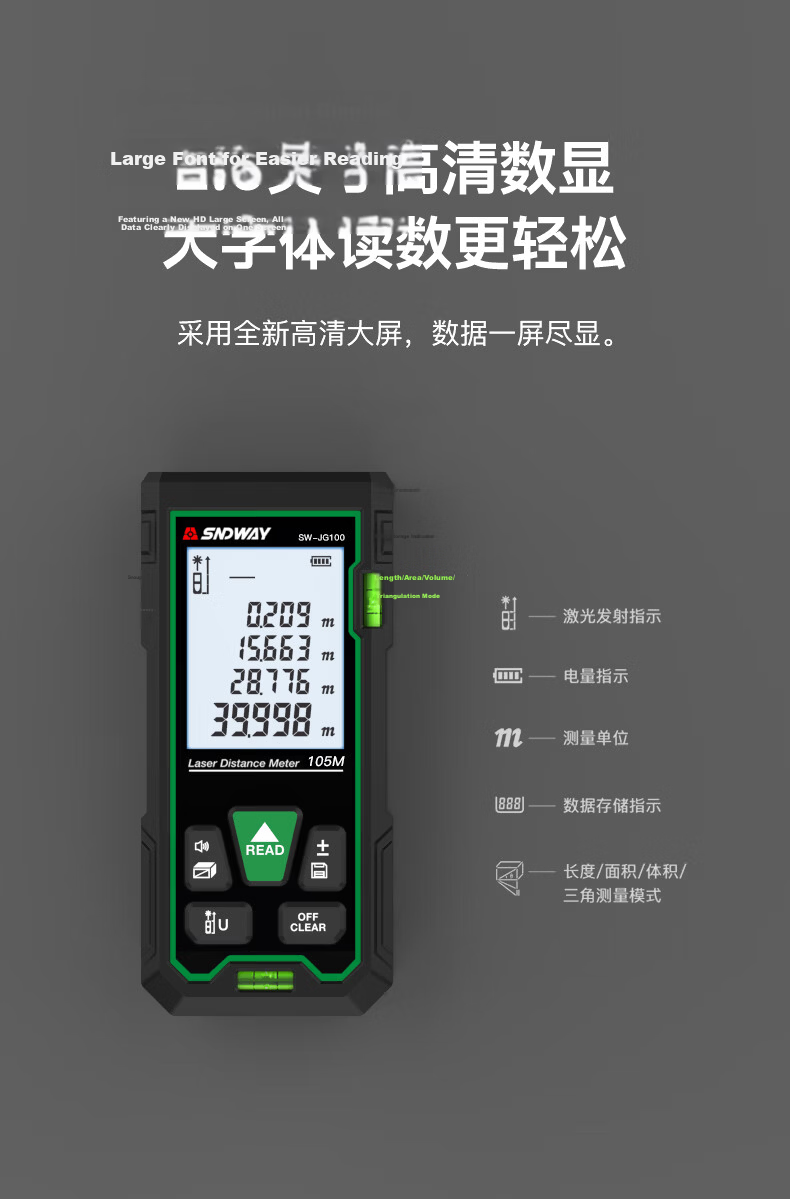 Shendawei Laser Distance Meter Green Light High Precision Electronic Laser Ruler 70m Infrared Home Measurement Device SW-JG70 8