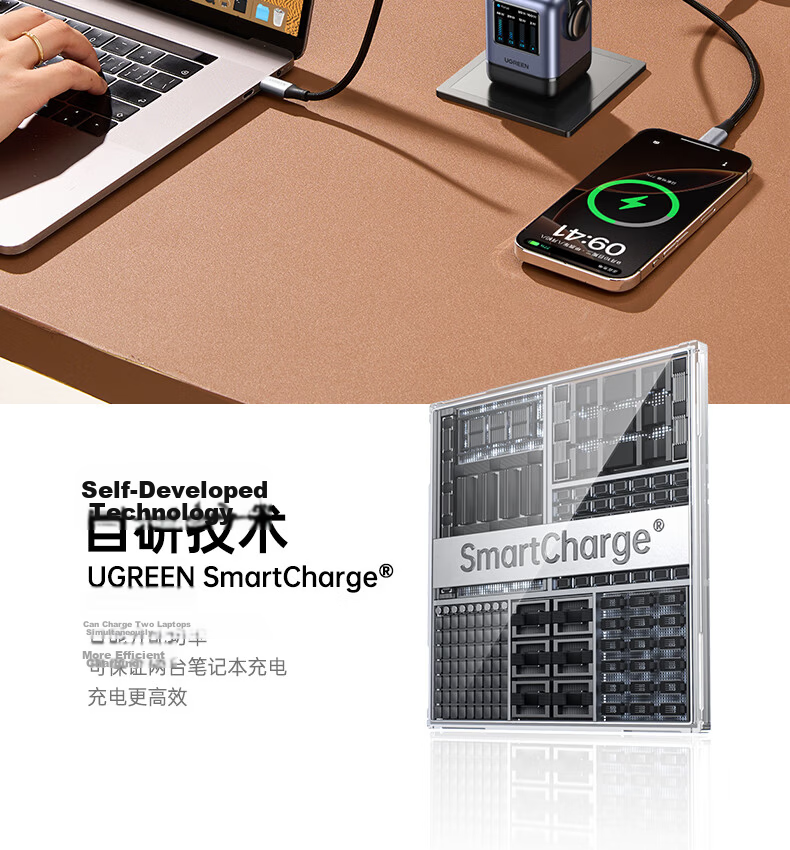 UGREEN 100W GaN Charger, Q-Power Robot Multi-Port Type-C Fast Charging Head, Compatible with PD65W Apple Huawei Phones, MacBook Pro Laptops, Adapter 11