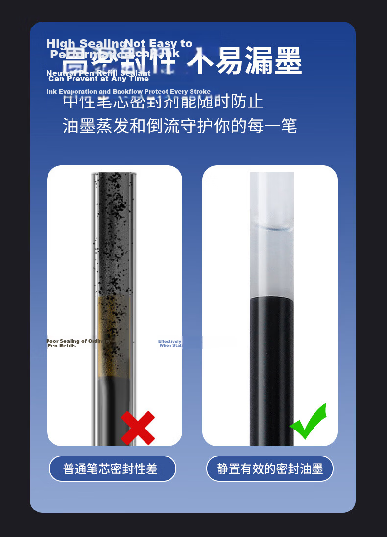 BAOKE PC1945 Low Center of Gravity Click Neutral Pen 1.0mm Dual Ballpoint Black Pearl Triangular Grip Anti-Drop Pressure-Resistant Non-Self-Clicking Student Exam Practice Office Signature Pen 8