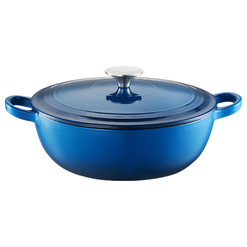 JD Original Enamel Pot, Cast Iron Soup Pot Stew Pot, Low-Pressure Cooking Seafood Pot, Housewarming Gift, Mommy Pot 24cm Gradient Blue