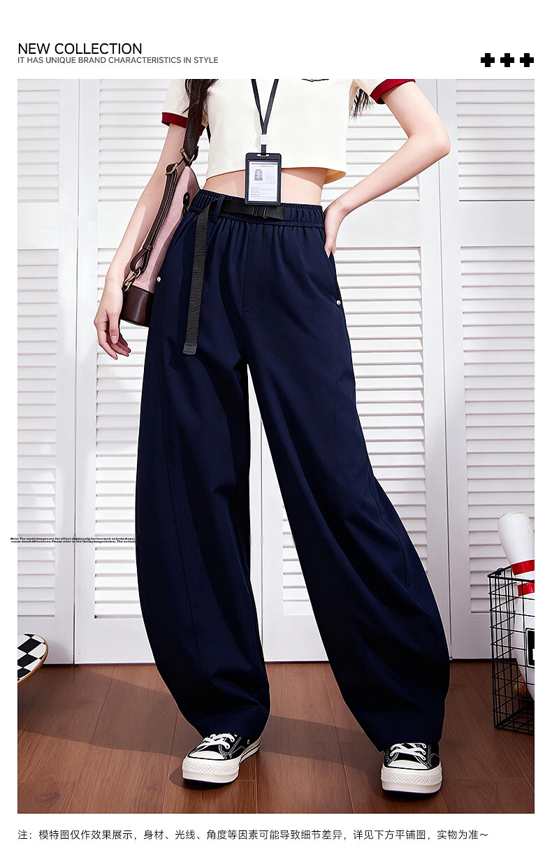 TonLion Curved Blade Work Pants Women's Spring Summer New Sports Casual Pants Elastic Buckle Design Waist Slimming Straight Pants 2