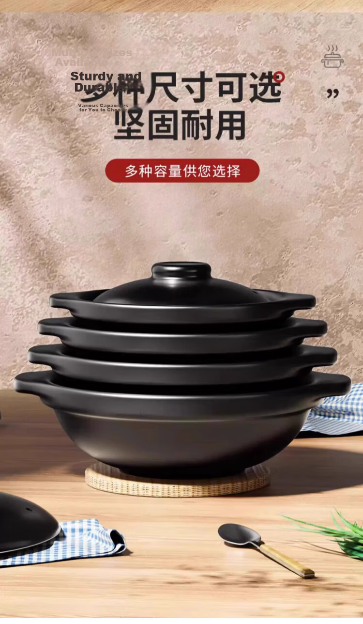 Jingyan Claypot Rice Wide Mouth Ceramic Casserole High Temperature Resistant Crack-Resistant Gas Stove Special Cantonese Claypot 21