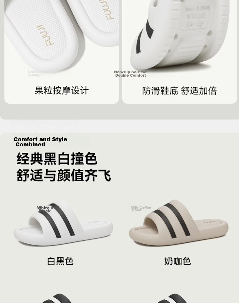 FUUJI Antibacterial Outdoor Slippers Unisex Sports Soft Sole Odor-Resistant Silent Non-Slip Sandals FJ8758 Khaki Size 37-38 12