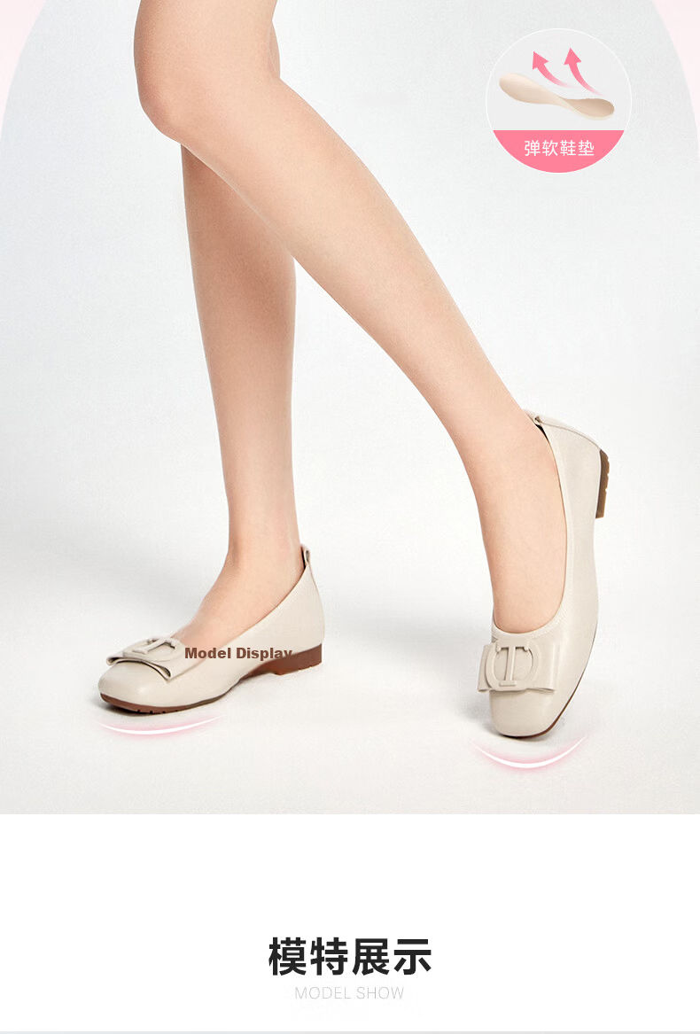 TATA Raw Chocolate Cream Flat Breathable Casual Evening Shoes Mom Shoes Black (Wide) [Skin-feel Cowhide] 37 9