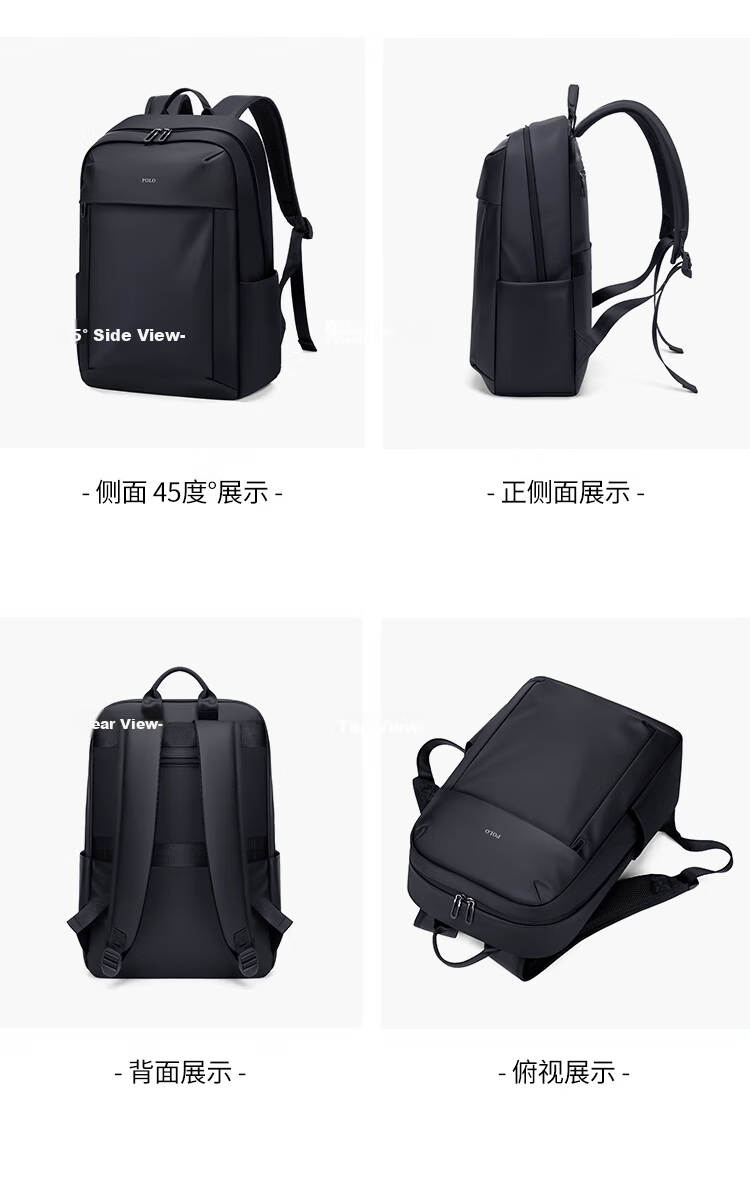 POLO Men's Backpack Travel Bag Student School Bag 15.6/16 Inch Laptop Bag Business Briefcase 21