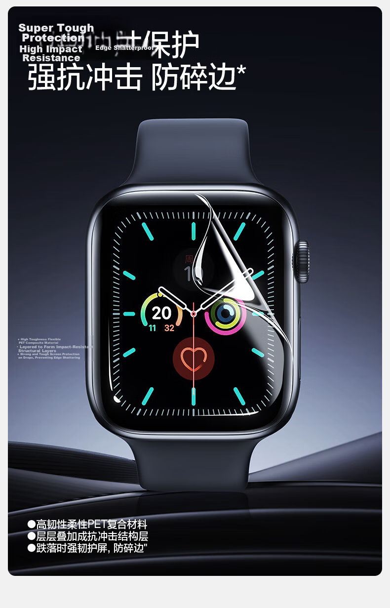 Shanmo [Edge Compensation] Full Coverage Scratch-Resistant Self-Aligning Invisible Screen Protector for Apple Watch iWatch S9/8/7 45mm 9