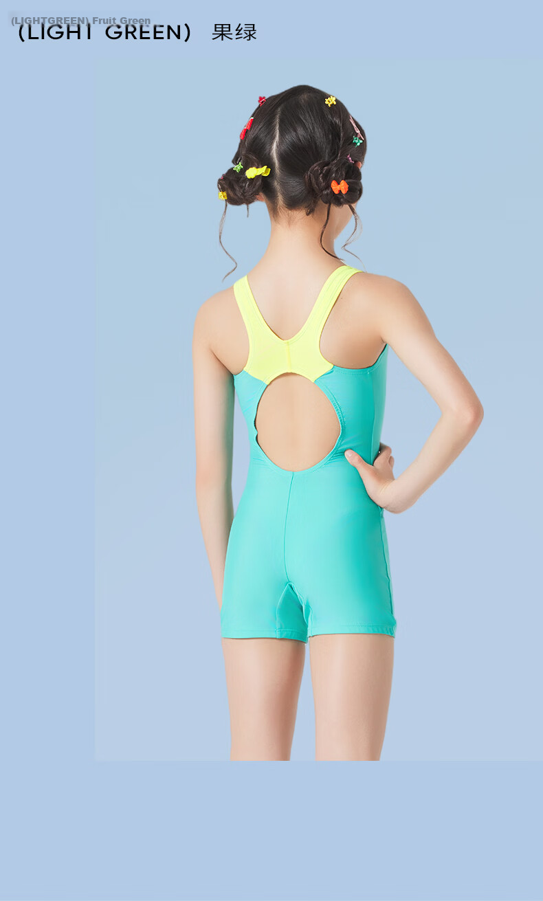Hosa Girls' One-Piece Square-Leg Racing Swimsuit for Children, Youth Training and Competition Swimwear 22
