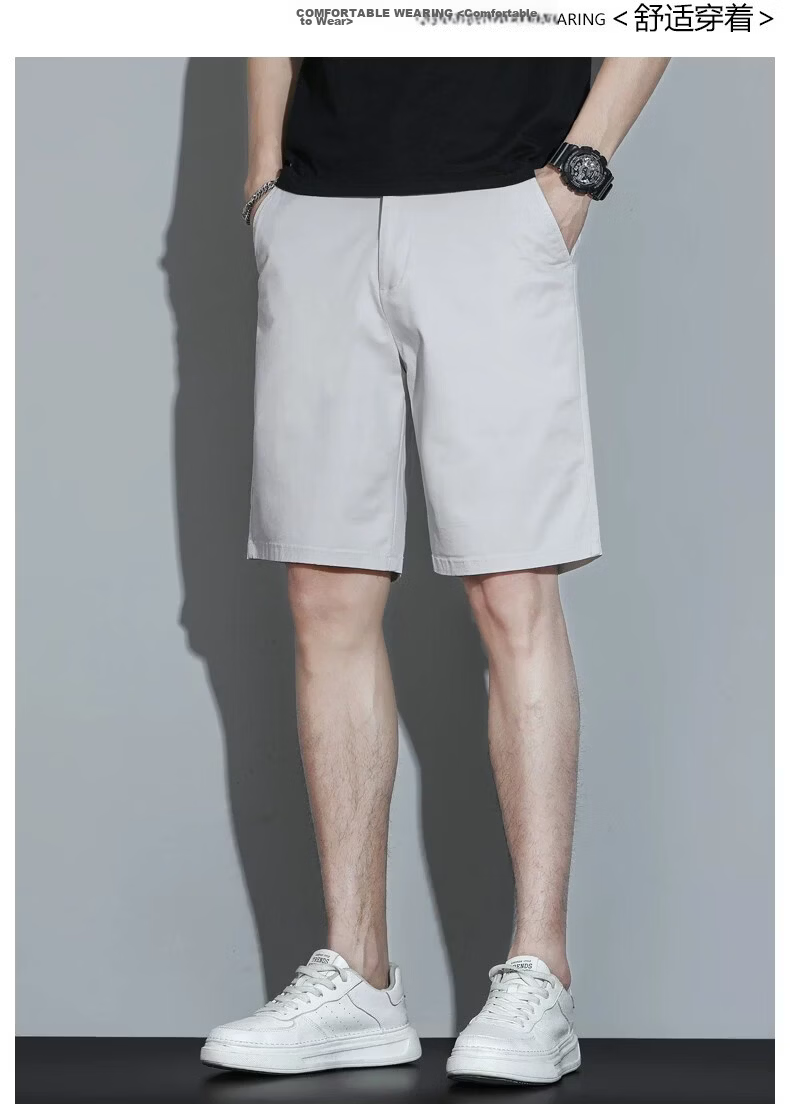 ROMON Men's Off-White Cotton Lightweight Summer Shorts 2026 New Loose Fit Versatile 5-Inch Length 3