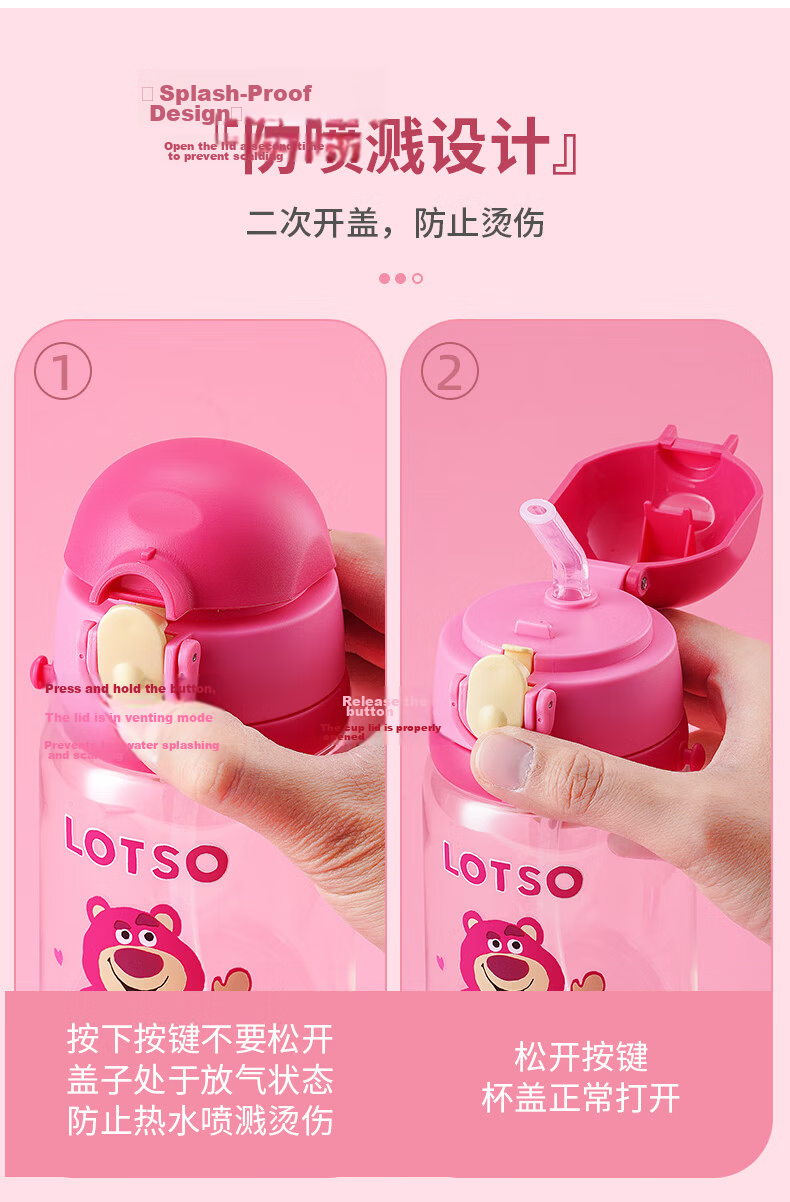 Disney Kids Summer Straw Cup Primary School Direct Drinking Anti-Fall Water Bottle Kindergarten Baby Water Cup 10
