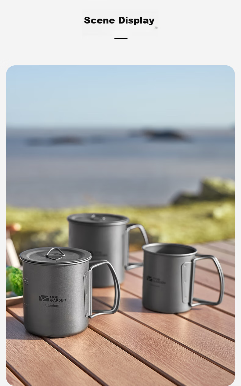 MOBIGARDEN Titanium Cup, Outdoor Camping Picnic Lightweight Portable Boiling Water Titanium Cup Water Bottle 300ml NX20666038 Titanium Color 12