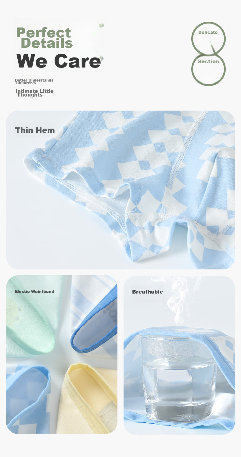 Fenteng Kean Girls' Underwear 10A Antibacterial 4-Pack 100% Cotton Gusset Children's Boxer Briefs Combed Cotton 15