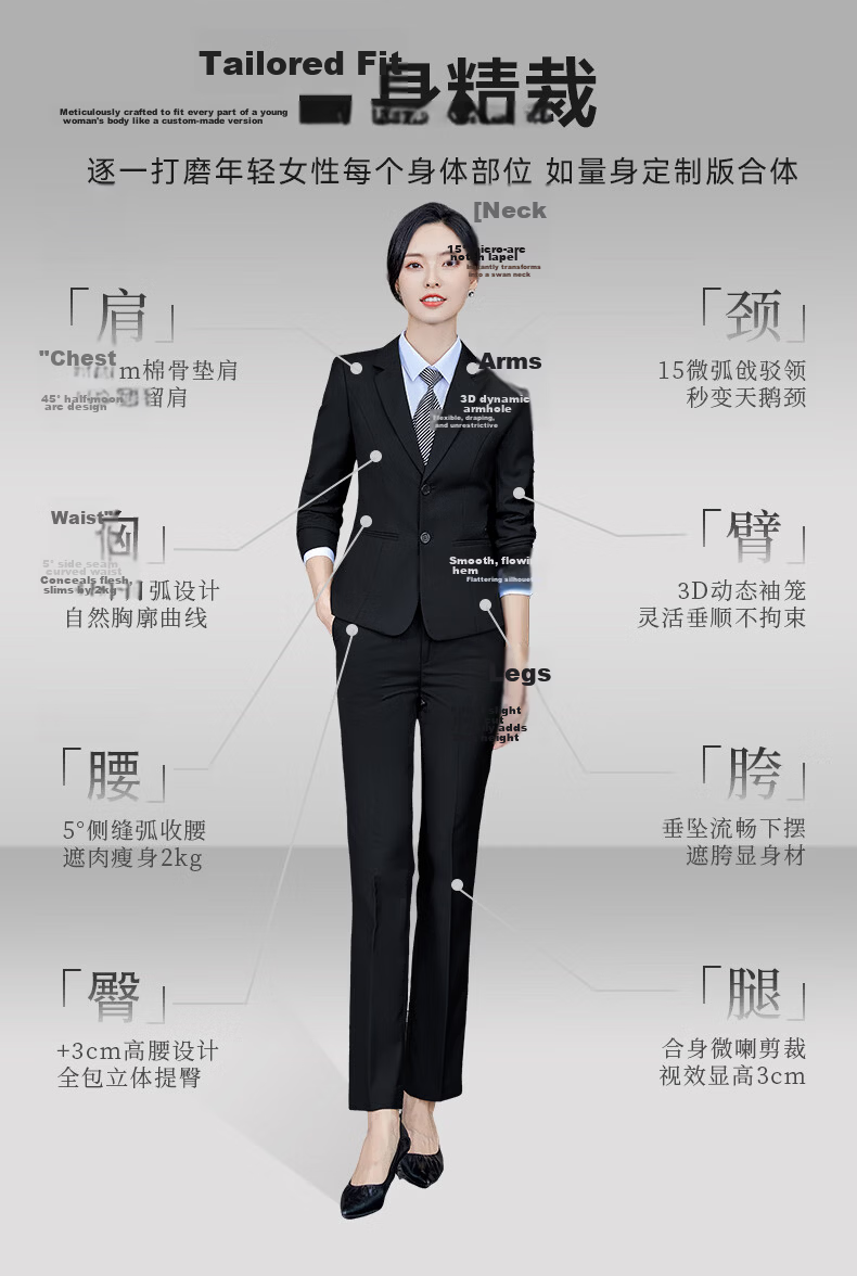 Yulixi Women's Business Slim Fit Wrinkle-Free Blazer Suit 2026 New Daily Two-Piece Set 3