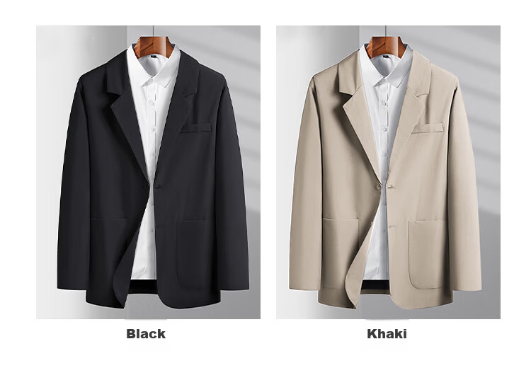 TUCANO Men's Suit Jacket Four-Season Solid Color Business Casual Formal Workwear Single-Breasted Black 2XL 4