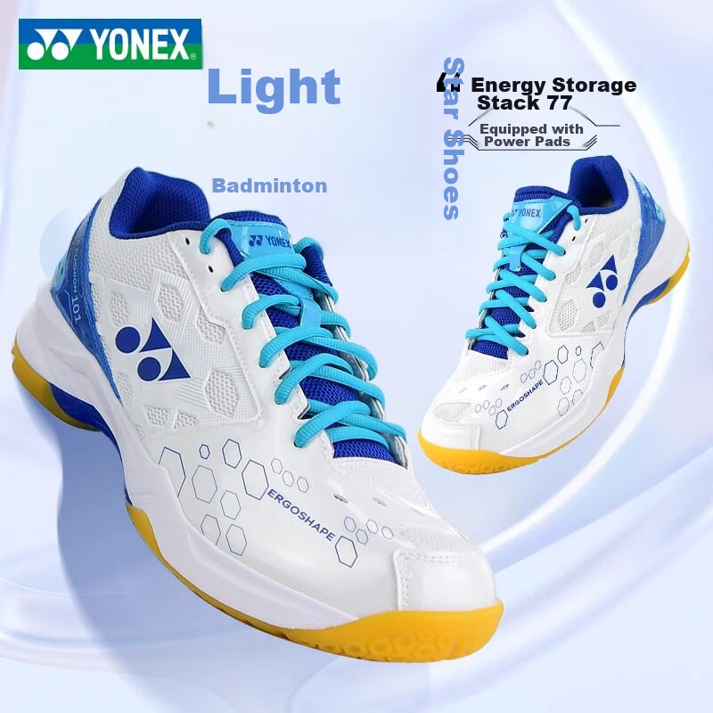 YONEX Unisex Badminton Shoes YY Training Breathable Cushioning SHB101CR White Blue Size 36