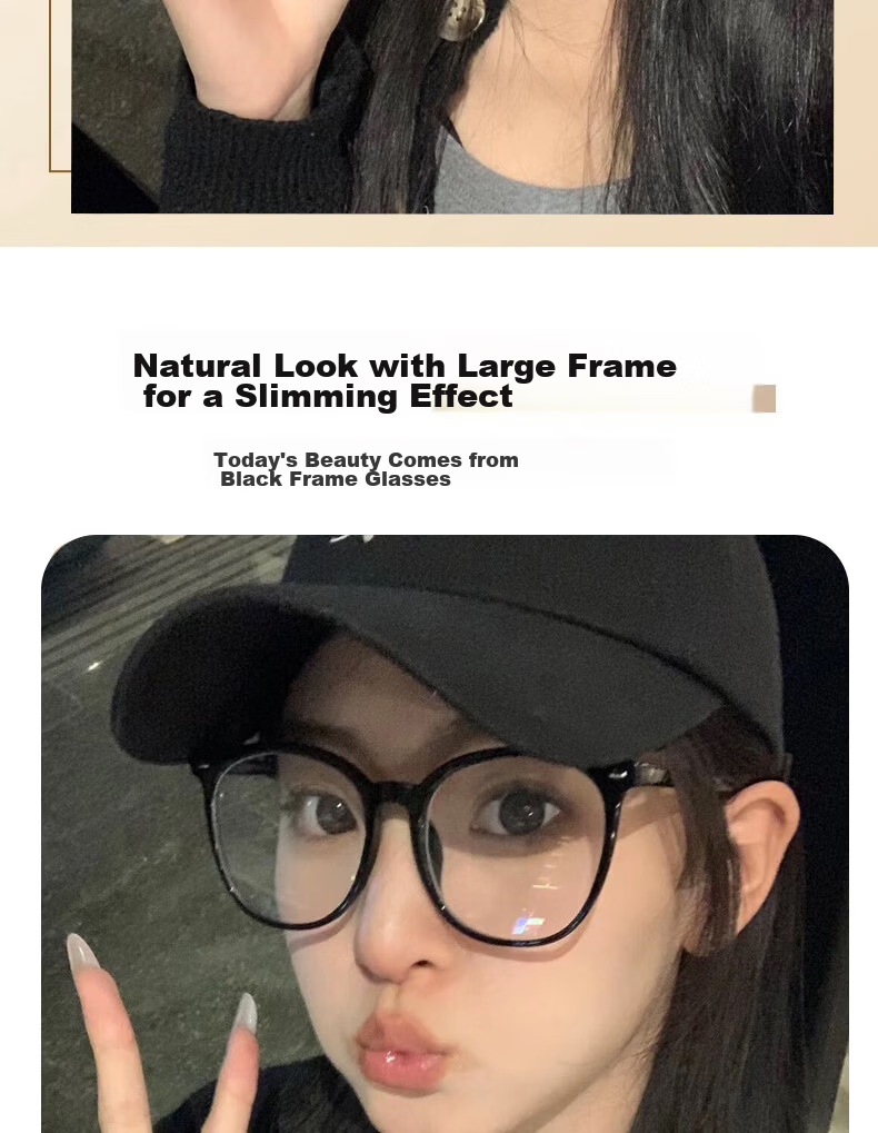 Cuntiandaofu Blue Light Blocking Glasses, Myopia Glasses, Anti-Radiation Glasses, Large Frame Slimming High-Definition Glasses for Men And Women, Glossy Black Frame, -1.00 Diopter 2