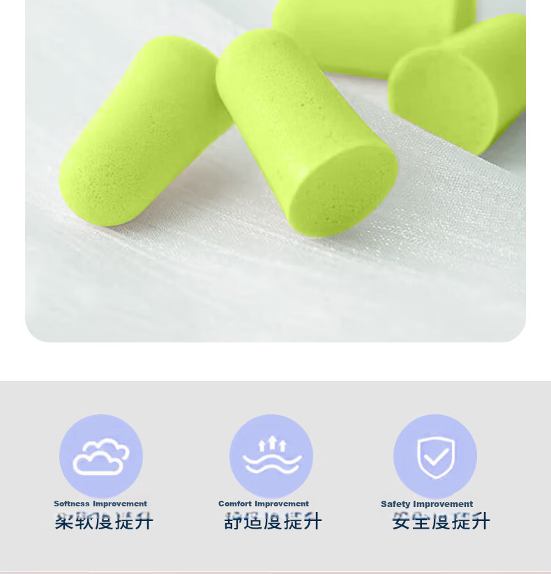 Shunxuan Noise-Cancelling Earplugs for Sleeping, Non-Damaging to Ears, Ultra-Absorbent Industrial Factory Noise Reduction Earplugs for Men And Women, Pack of 10, Light Yellow Slim Waist S037-S 5
