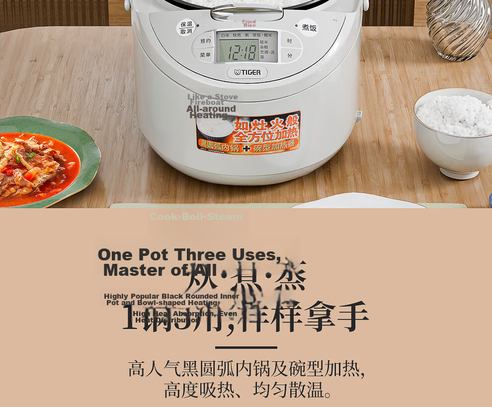 TIGER Rice Cooker, Multifunctional Smart Microcomputer, Programmable Timer Rice Cooker, Non-Stick Home Rice Cooker for 3-4 People, 4L JAX-C15C 26