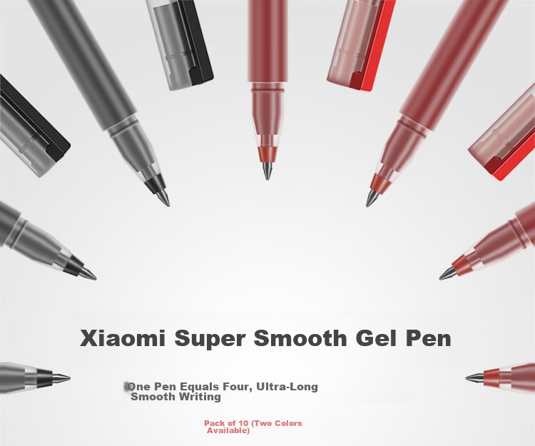 MI Giant Writing Gel Pens, Pack of 10, Red, 0.5mm, Business Office Student Gel Pens, Meeting Pens 1
