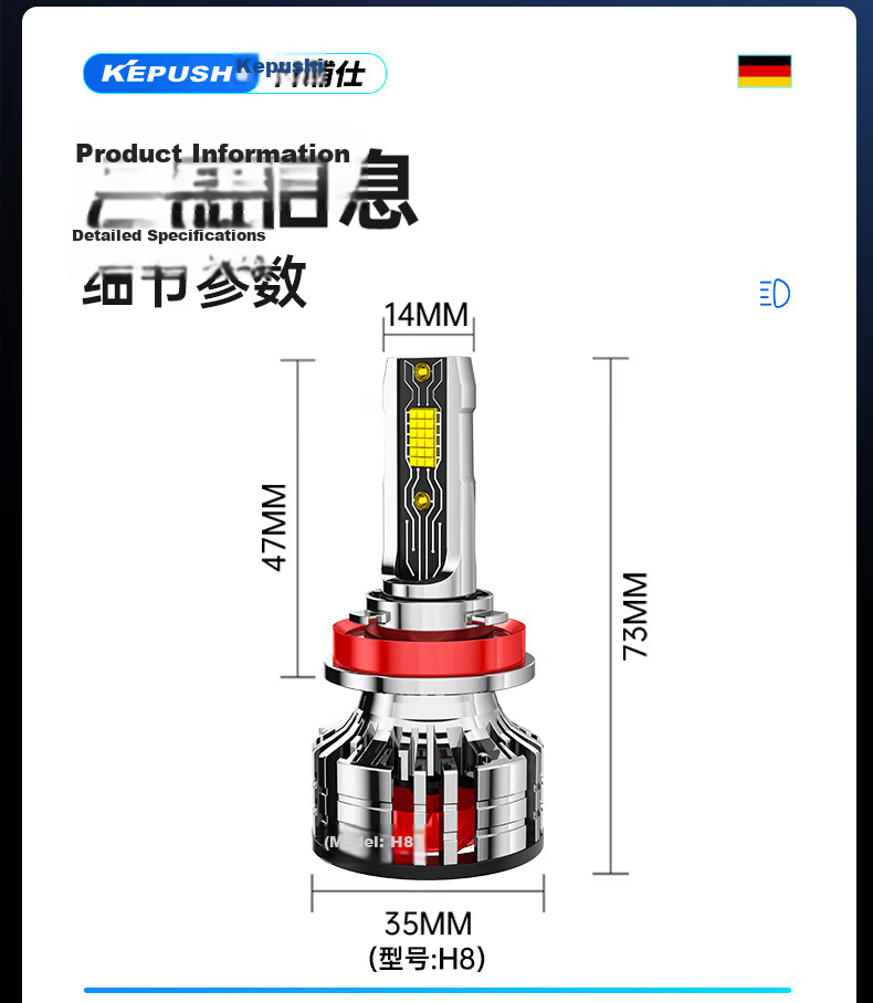 KEPUSHI Suitable for 9005 LED Car Headlights, Integrated High And Low Beam Laser LED Bulb, Ultra-Bright High And Low Beam Bulb 17