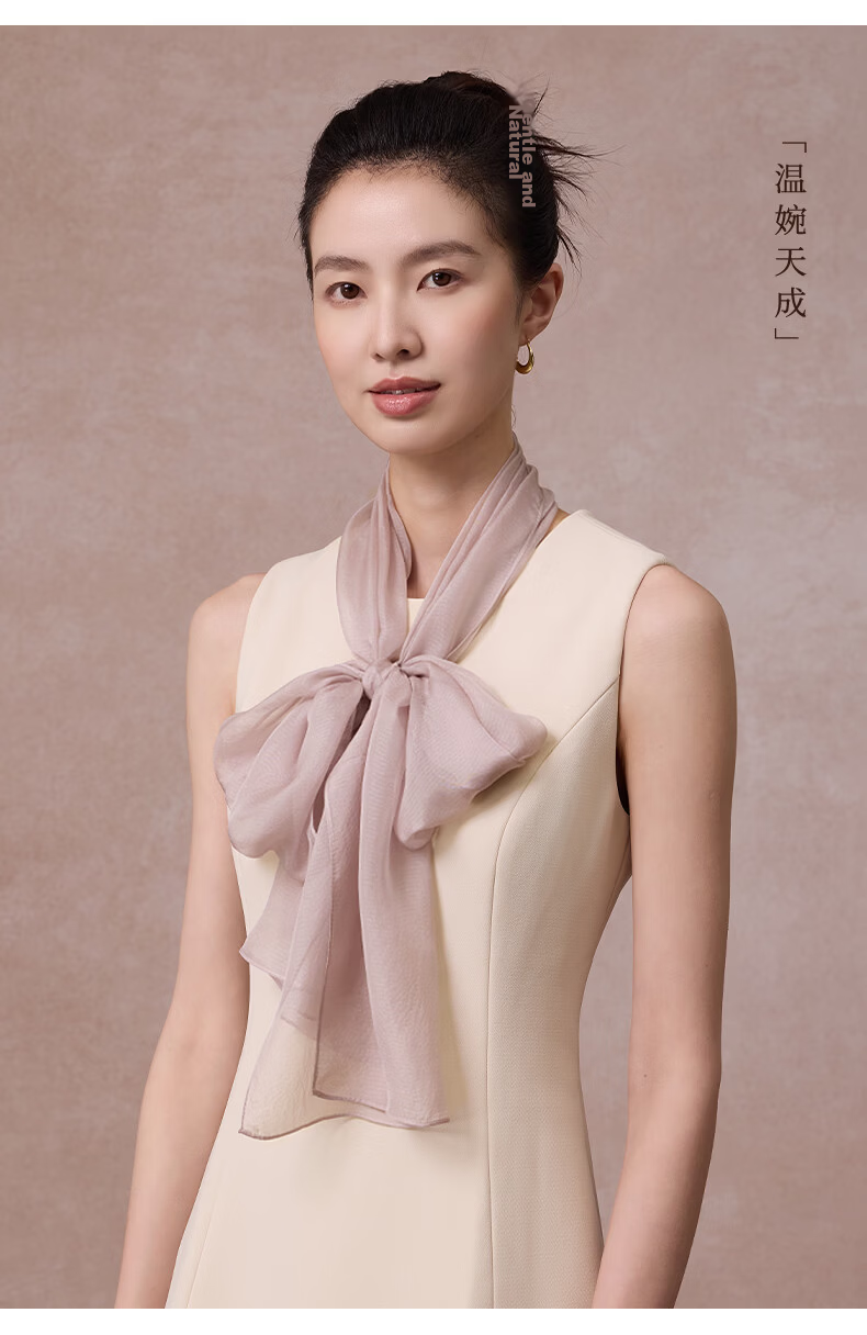 Shanghai Story Women's 100% Mulberry Silk Solid Color Pearl Yarn Long Scarf Chiffon Shawl Valentine's Day Gift for Girlfriend 4