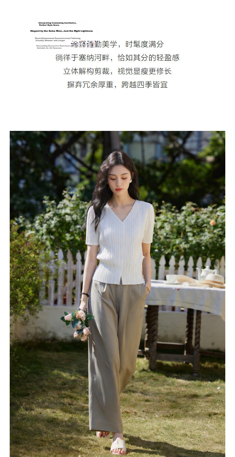 Demana Minimalist Urban Summer Commuter Wrinkled V-Neck Slim Fit Short Sleeve Slimming Petite Women's Jacket 6