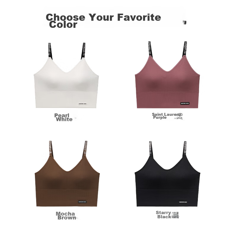 Manifen Seamless Padded Strap Mid-Length Vest Women Integrated V-Neck Wireless Bra Beautiful Back Inner Wear 15