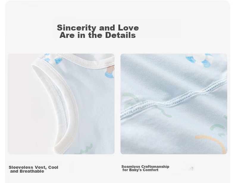 Happy Little Bear Summer Thin Molded Romper Baby Antibacterial Mite-Resistant Triangle Bodysuit Infant Class A Sleeveless Jumpsuit 26