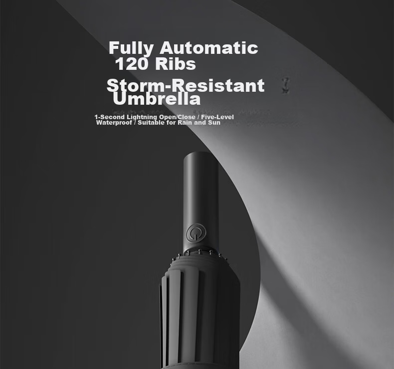 XiaoMo Fully Automatic Large Reinforced Thickened Windproof Folding Umbrella Sunshade Umbrella Solar Umbrella 120 Ribs Customizable 4