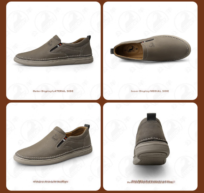 Men's Ram Leather Casual Shoes New Spring Genuine Leather Soft Durable Slip-On Driving Shoes 34