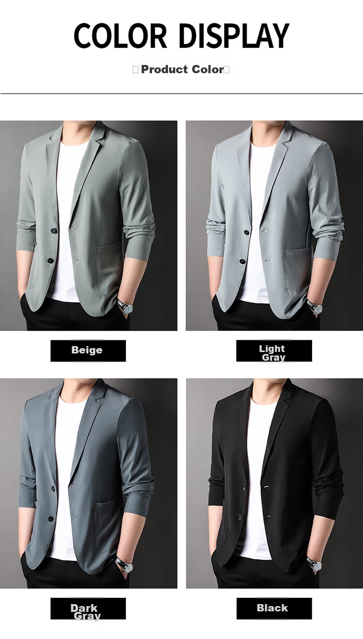 TUCANO Men's Summer Ice-Feel Anti-UV Blazer Suit Jacket Professional Business Casual Top Black XL 9