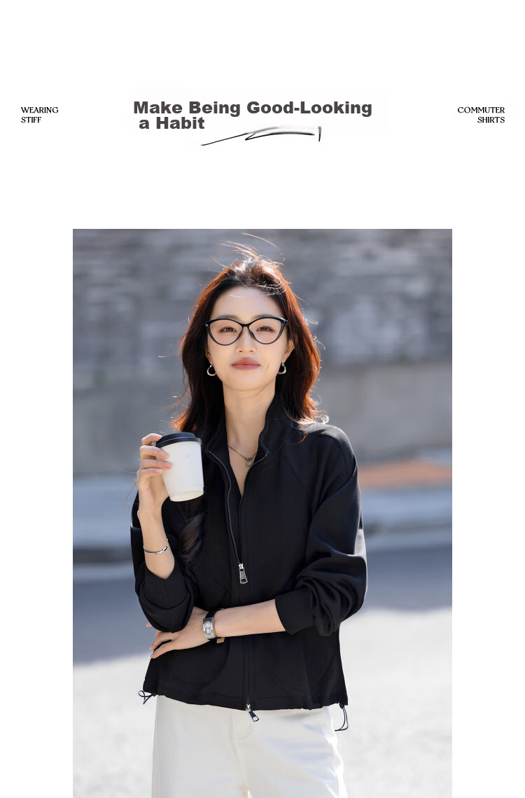 Demana [Practicalism] Spring Retro Style Stand Collar Raglan Sleeve Slant Pocket Loose Slimming Concealment Jacket for Women High-End Feel 11