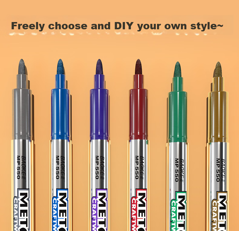 BAOKE BAOKE MP550 Paint Marker, Silver, Water-Based Marker, Check-In Pen, Graffiti Pen, 12 Pieces/box 11