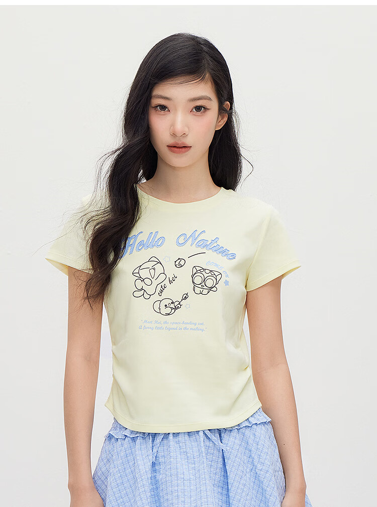 Semir Cooling T-Shirt | Luo Xiaohei Short Sleeve T-Shirt for Women Summer Short Slim Fit Shoulder 2026 Fun Clothing 109326100044 28