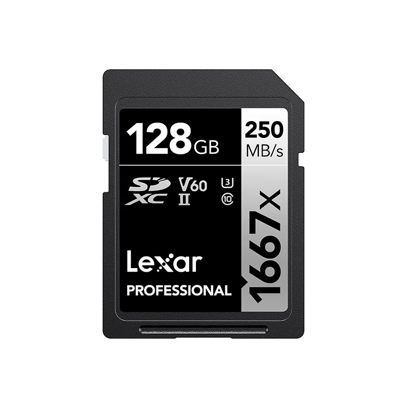 Lexar 128GB SD Card U3 V60 4K Digital Camera Memory Card 250MB/s Read 120MB/s Write Dual Row Gold Fingers (1667x Pro)