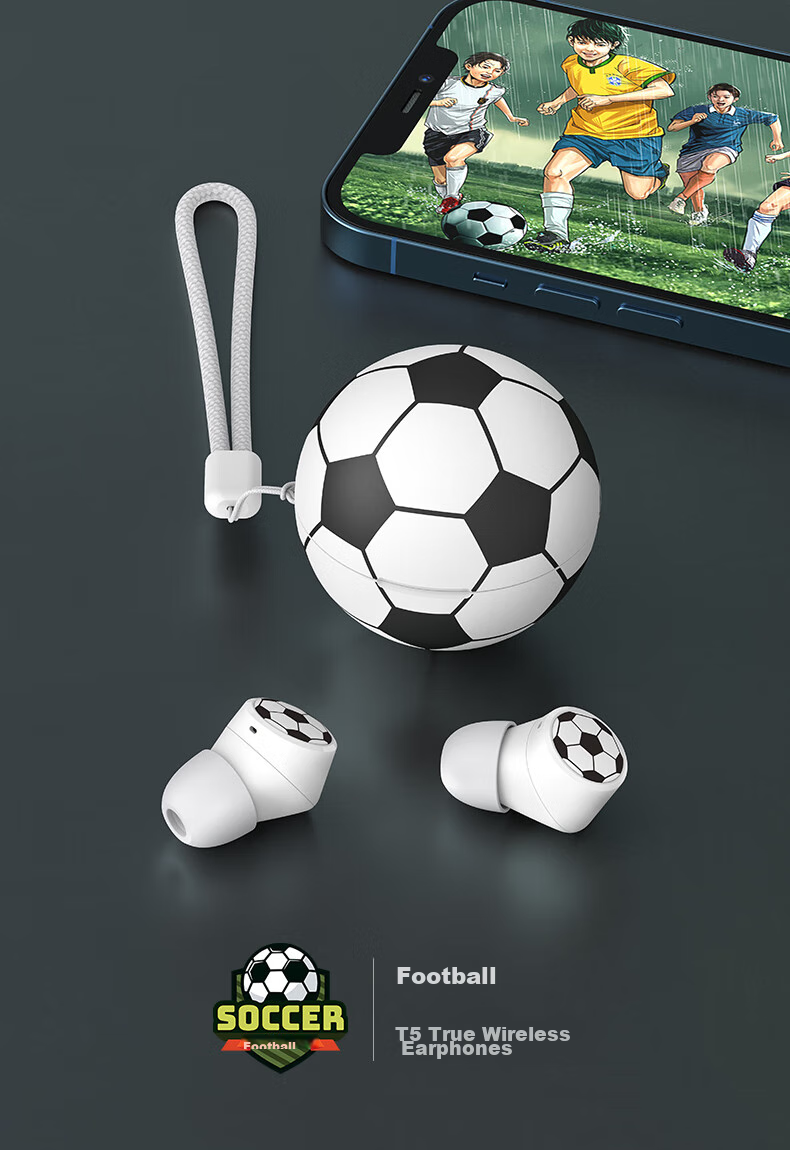 EMEY Bluetooth Headphones, Wireless Bluetooth, Sports Music Gaming Earphones, In-Ear Noise-Cancelling Headphones with Long Battery Life, Compatible with Apple Xiaomi Huawei Phones, T5 Basketball Model 13
