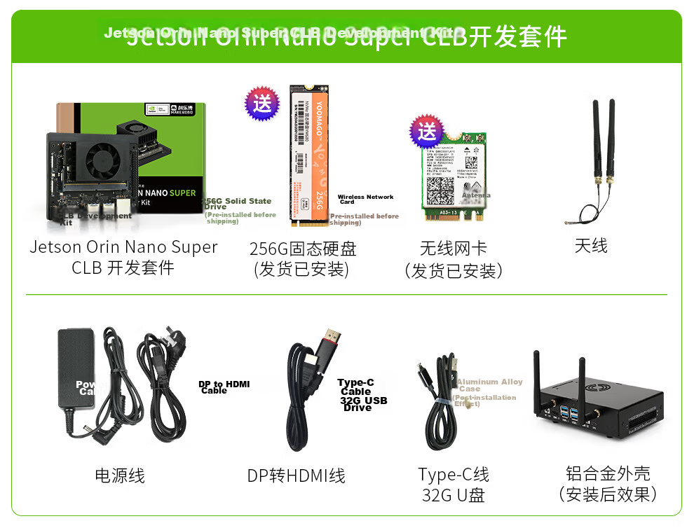 NVIDIA Jetson Orin Nano Super Official Development Kit 8GB with 256GB SSD Limited Edition Acrylic Case Included 30