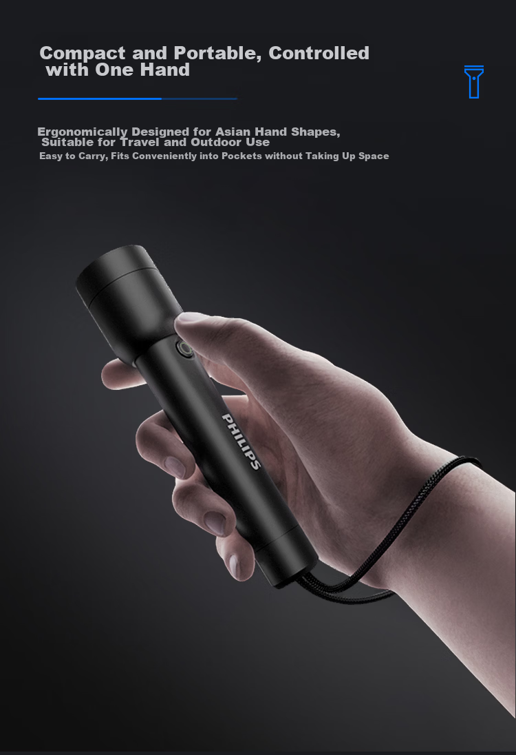 PHILIPS Flashlight, High Brightness, Long-Lasting Battery Life, Compact for Home Use, Portable, Outdoor Lighting, Emergency Light 11