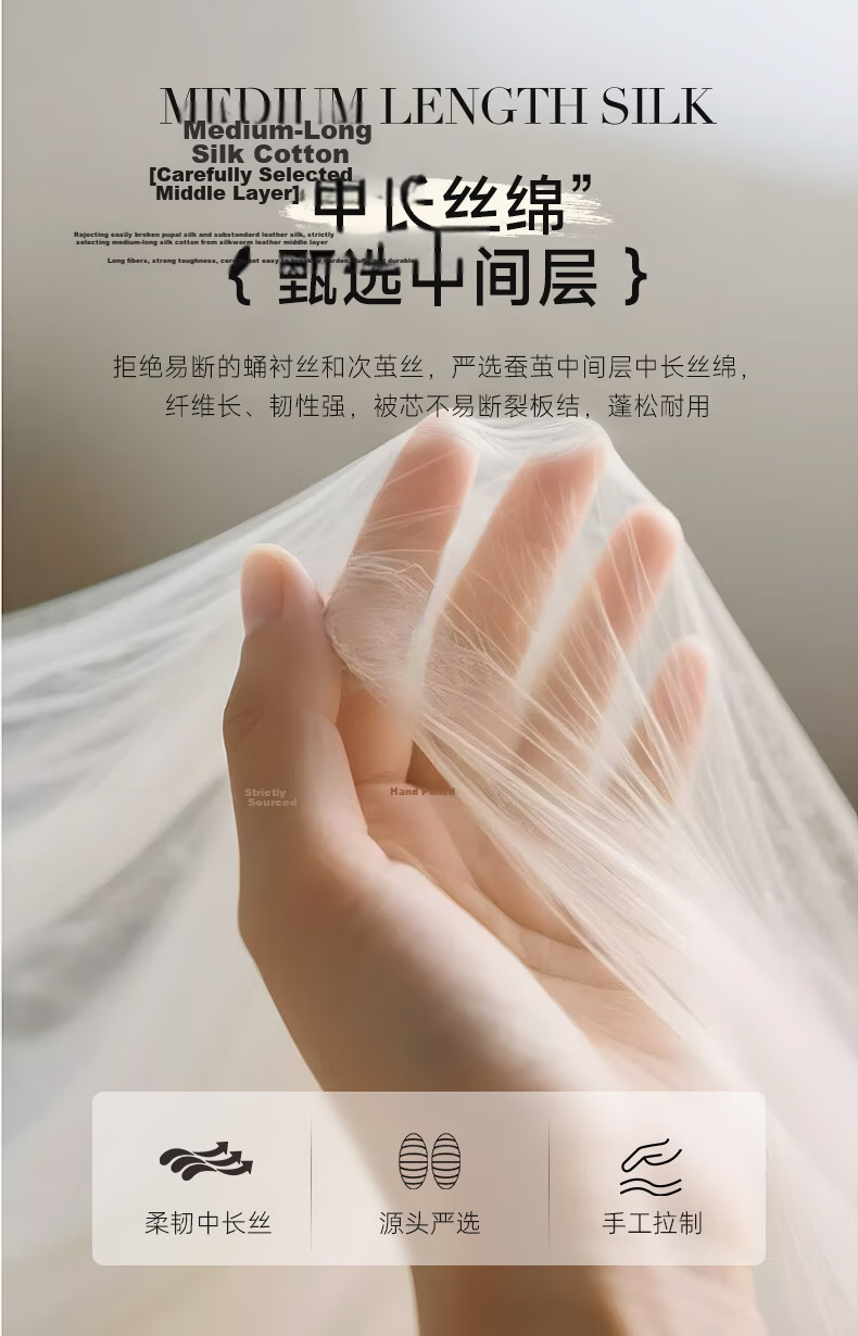 Mengjie Home Textile [70th Anniversary] 100% Silk Spring and Autumn Quilt Four Seasons Duvet Tencel Filling Approx. 850g 200*230cm 6