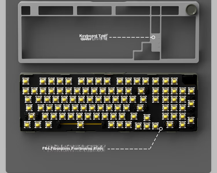 JD Original JZ990 Wired Mechanical Keyboard, 99 Keys Backlit Gasket Structure, PBT Keycaps, Multimedia Volume Knob, Dual System Compatible, Gaming And Office Use, Original Gray 8
